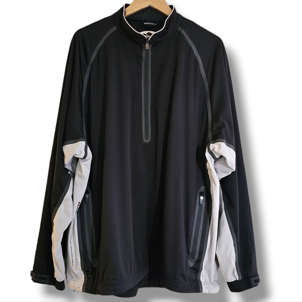 Sun Mountain Rainflex Golf Jacket Mens Size XL Quarter Zip Waterproof Black Gray